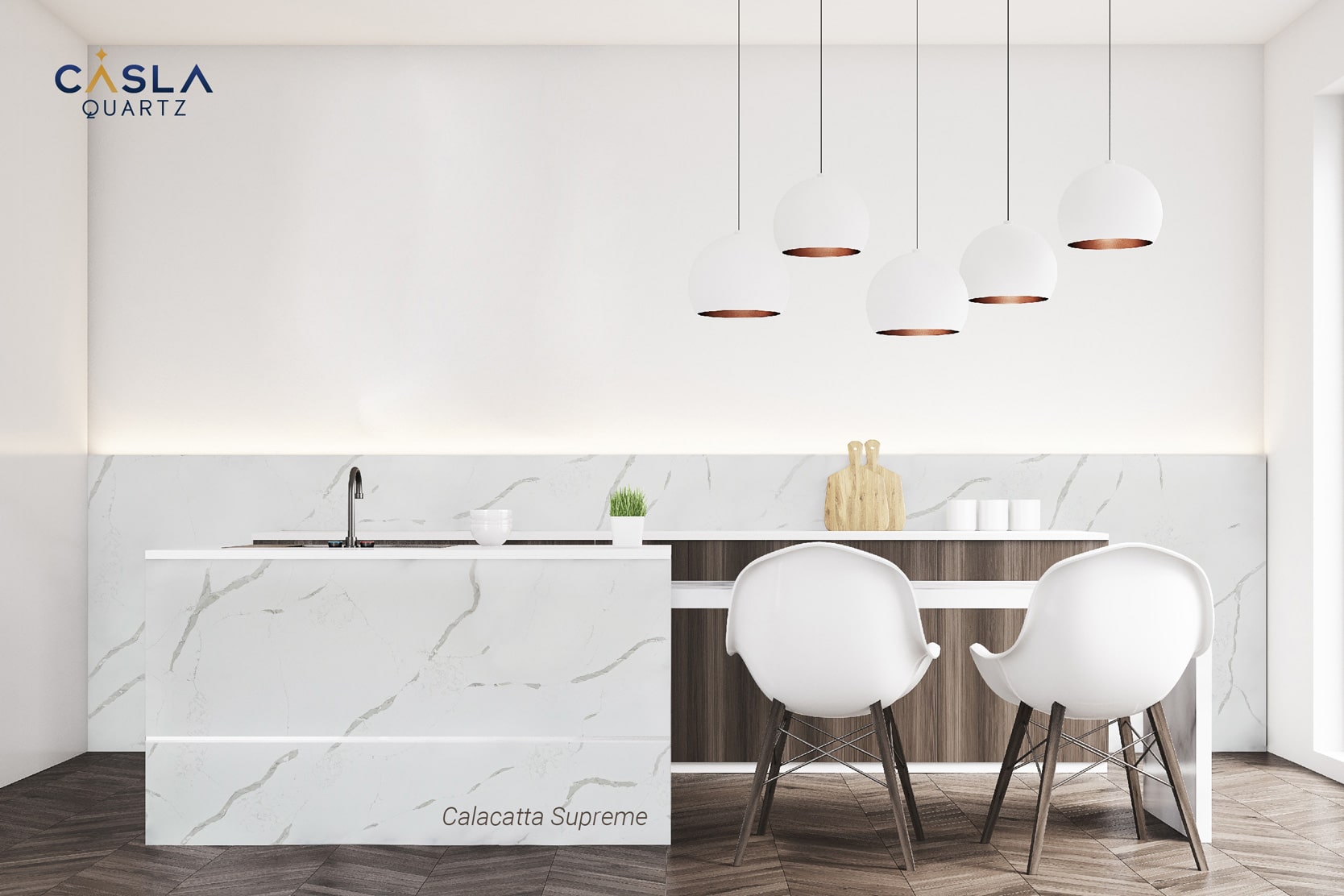 Top 10 mẫu đá ốp bếp trắng cao cấp, đẹp nhất hiện nay: Calacatta Supreme 
