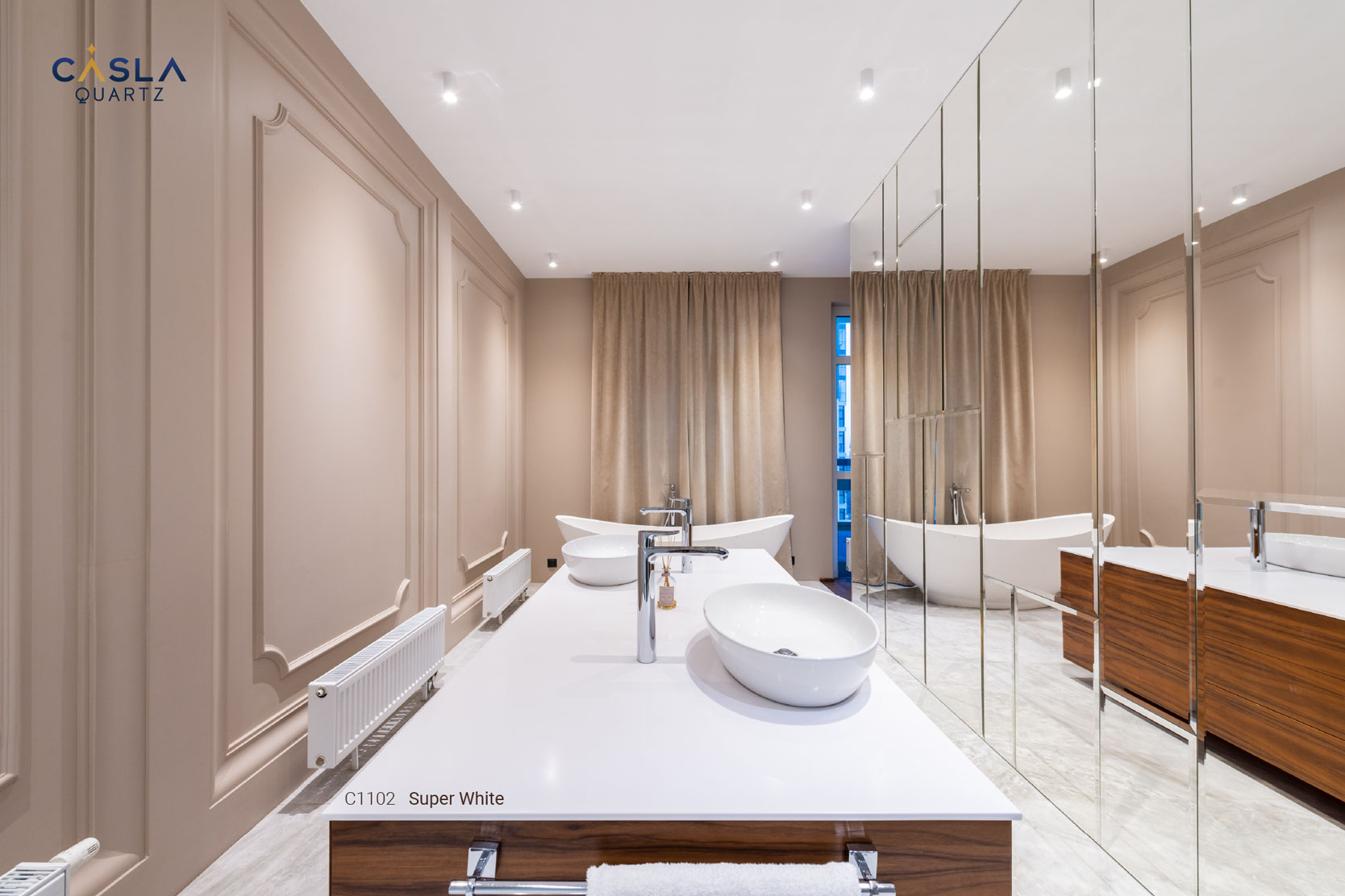 Ứng dụng đá nhân tạo cho phòng tắm phong cách nội thất Tân cổ điển (Neoclassical)
